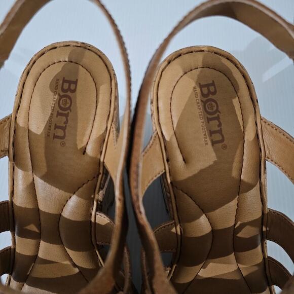 NEW Born Bernese Cage Sandal Womens 10 Brown Leather Cork Wedge Platform - Picture 8 of 14